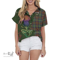 Scottish Shaw Green Modern Clan Tartan Crest with Thistle and Scotland Map Tartan Plaid Shirt Scottish Plaid Tartan Plaid - ScotsTee - scotstee.com