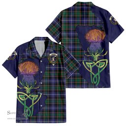 Scottish MacRae Hunting Modern Clan Tartan Crest with Thistle and Scotland Map Tartan Plaid Shirt Scottish Plaid Tartan Plaid - ScotsTee - scotstee.com