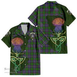 Scottish Strange of Balkaskie Clan Tartan Crest with Thistle and Scotland Map Tartan Plaid Shirt Scottish Plaid Tartan Plaid - ScotsTee - scotstee.com
