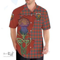 Scottish Sinclair Ancient Clan Tartan Crest with Thistle and Scotland Map Tartan Plaid Shirt Scottish Plaid Tartan Plaid - ScotsTee - scotstee.com