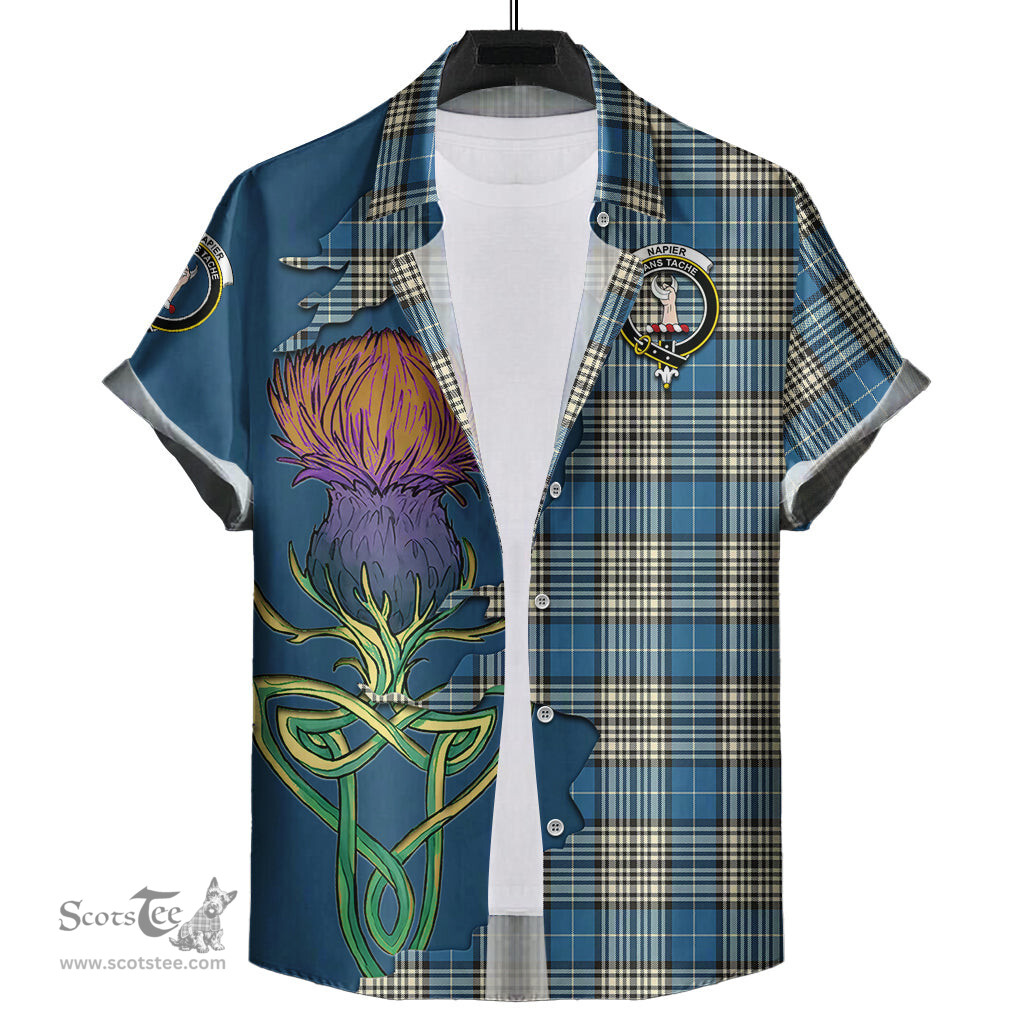 Scottish Napier Ancient Clan Tartan Crest with Thistle and Scotland Map Tartan Plaid Shirt Scottish Plaid Tartan Plaid - ScotsTee - scotstee.com