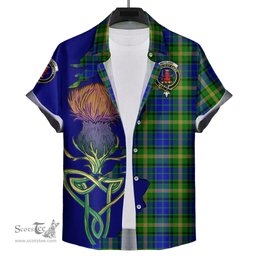 Scottish Maitland Clan Tartan Crest with Thistle and Scotland Map Tartan Plaid Shirt Scottish Plaid Tartan Plaid - ScotsTee - scotstee.com