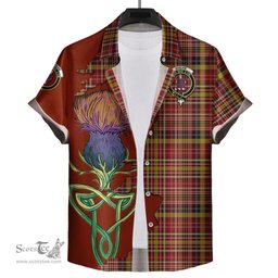 Scottish Ogilvie (Ogilvy) of Strathallan Clan Tartan Crest with Thistle and Scotland Map Tartan Plaid Shirt Scottish Plaid Tartan Plaid - ScotsTee - scotstee.com