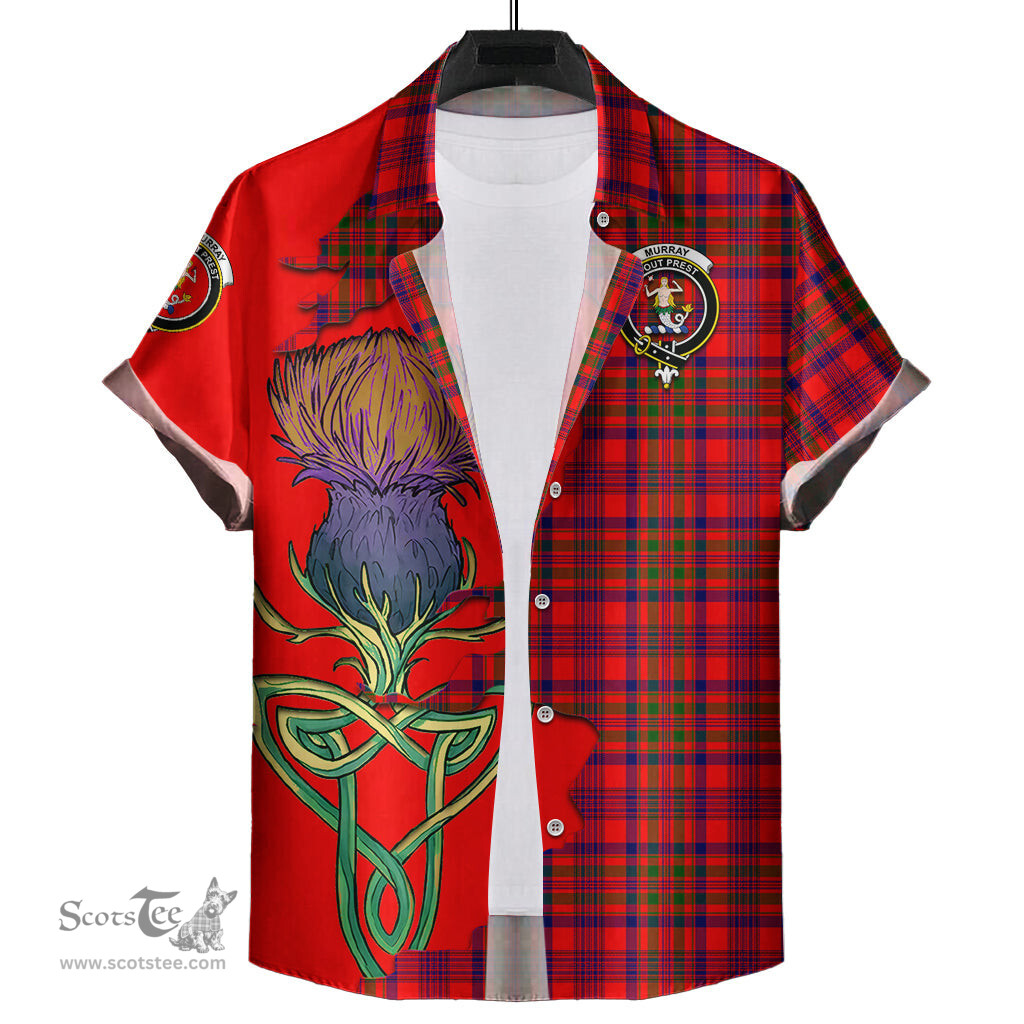 Scottish Murray of Tulloch Modern Clan Tartan Crest with Thistle and Scotland Map Tartan Plaid Shirt Scottish Plaid Tartan Plaid - ScotsTee - scotstee.com
