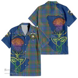Scottish Stewart of Appin Hunting Ancient Clan Tartan Crest with Thistle and Scotland Map Tartan Plaid Shirt Scottish Plaid Tartan Plaid - ScotsTee - scotstee.com