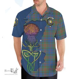 Scottish Stewart of Appin Hunting Ancient Clan Tartan Crest with Thistle and Scotland Map Tartan Plaid Shirt Scottish Plaid Tartan Plaid - ScotsTee - scotstee.com