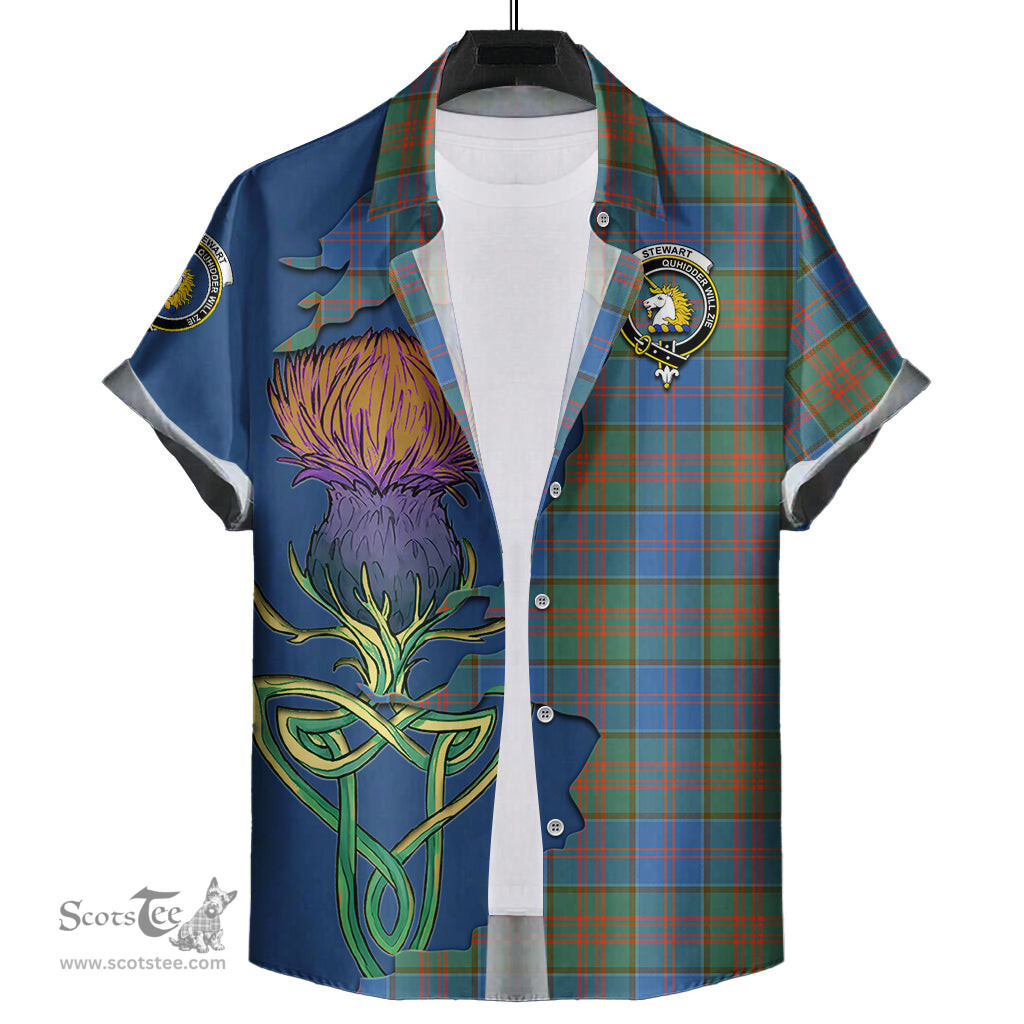 Scottish Stewart of Appin Hunting Ancient Clan Tartan Crest with Thistle and Scotland Map Tartan Plaid Shirt Scottish Plaid Tartan Plaid - ScotsTee - scotstee.com