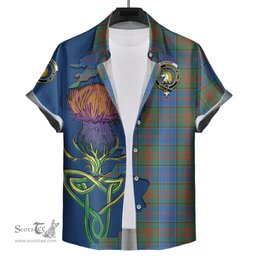 Scottish Stewart of Appin Hunting Ancient Clan Tartan Crest with Thistle and Scotland Map Tartan Plaid Shirt Scottish Plaid Tartan Plaid - ScotsTee - scotstee.com