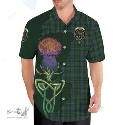 Scottish Scott Hunting Clan Tartan Crest with Thistle and Scotland Map Tartan Plaid Shirt Scottish Plaid Tartan Plaid - ScotsTee - scotstee.com