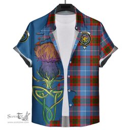 Scottish Newton Clan Tartan Crest with Thistle and Scotland Map Tartan Plaid Shirt Scottish Plaid Tartan Plaid - ScotsTee - scotstee.com