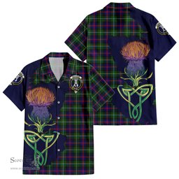 Scottish Malcolm Clan Tartan Crest with Thistle and Scotland Map Tartan Plaid Shirt Scottish Plaid Tartan Plaid - ScotsTee - scotstee.com