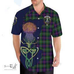 Scottish Malcolm Clan Tartan Crest with Thistle and Scotland Map Tartan Plaid Shirt Scottish Plaid Tartan Plaid - ScotsTee - scotstee.com