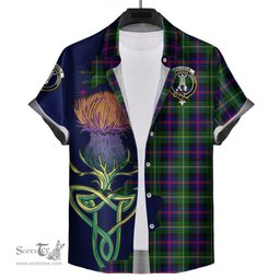 Scottish Malcolm Clan Tartan Crest with Thistle and Scotland Map Tartan Plaid Shirt Scottish Plaid Tartan Plaid - ScotsTee - scotstee.com