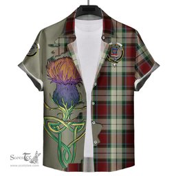 Scottish Rose White Dress Clan Tartan Crest with Thistle and Scotland Map Tartan Plaid Shirt Scottish Plaid Tartan Plaid - ScotsTee - scotstee.com