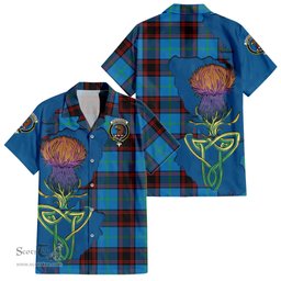 Scottish Wedderburn Clan Tartan Crest with Thistle and Scotland Map Tartan Plaid Shirt Scottish Plaid Tartan Plaid - ScotsTee - scotstee.com
