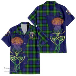 Scottish Meldrum Clan Tartan Crest with Thistle and Scotland Map Tartan Plaid Shirt Scottish Plaid Tartan Plaid - ScotsTee - scotstee.com