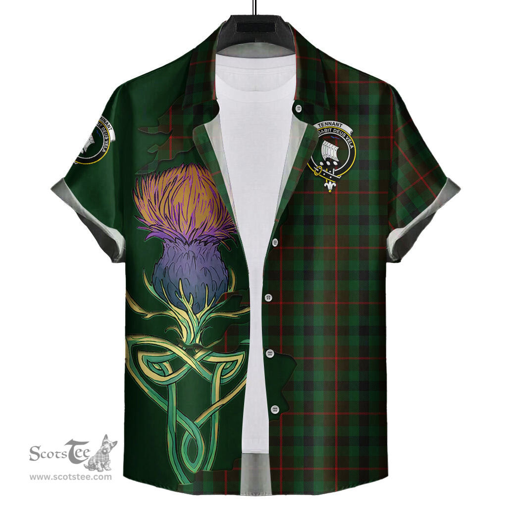 Scottish Tennant Clan Tartan Crest with Thistle and Scotland Map Tartan Plaid Shirt Scottish Plaid Tartan Plaid - ScotsTee - scotstee.com