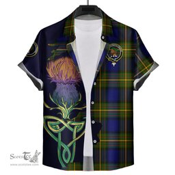 Scottish Moore Clan Tartan Crest with Thistle and Scotland Map Tartan Plaid Shirt Scottish Plaid Tartan Plaid - ScotsTee - scotstee.com