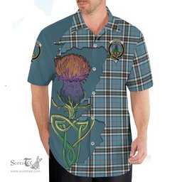 Scottish Thomson Clan Tartan Crest with Thistle and Scotland Map Tartan Plaid Shirt Scottish Plaid Tartan Plaid - ScotsTee - scotstee.com