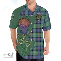 Scottish Sutherland Ancient Clan Tartan Crest with Thistle and Scotland Map Tartan Plaid Shirt Scottish Plaid Tartan Plaid - ScotsTee - scotstee.com