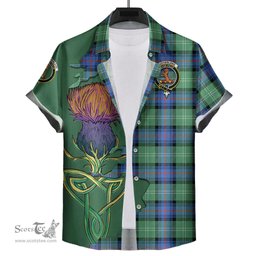 Scottish Sutherland Ancient Clan Tartan Crest with Thistle and Scotland Map Tartan Plaid Shirt Scottish Plaid Tartan Plaid - ScotsTee - scotstee.com