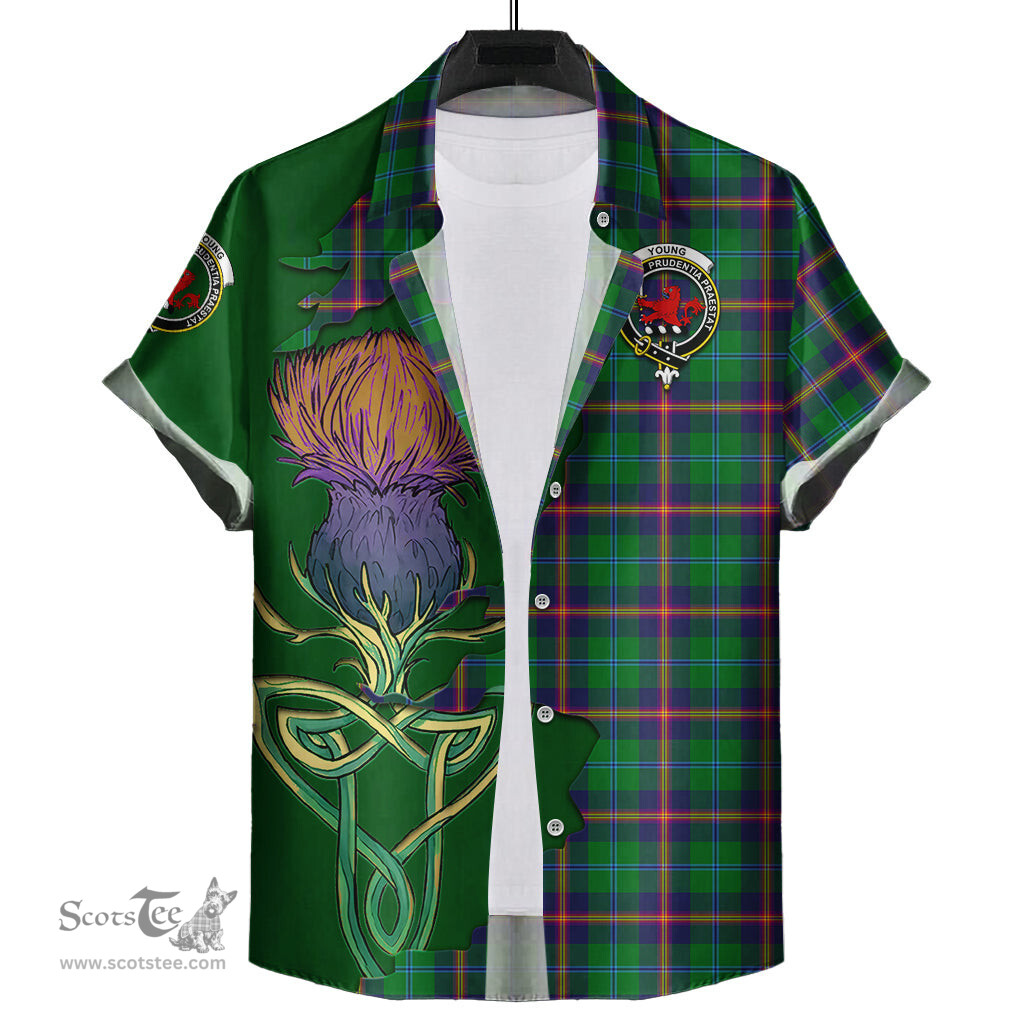 Scottish Young Modern Clan Tartan Crest with Thistle and Scotland Map Tartan Plaid Shirt Scottish Plaid Tartan Plaid - ScotsTee - scotstee.com