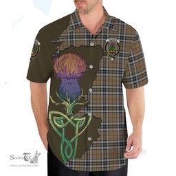 Scottish Thomson Camel Clan Tartan Crest with Thistle and Scotland Map Tartan Plaid Shirt Scottish Plaid Tartan Plaid - ScotsTee - scotstee.com