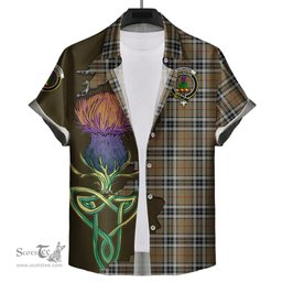 Scottish Thomson Camel Clan Tartan Crest with Thistle and Scotland Map Tartan Plaid Shirt Scottish Plaid Tartan Plaid - ScotsTee - scotstee.com