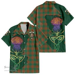 Scottish Menzies Green Ancient Clan Tartan Crest with Thistle and Scotland Map Tartan Plaid Shirt Scottish Plaid Tartan Plaid - ScotsTee - scotstee.com
