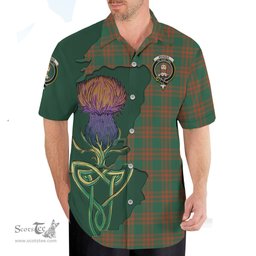 Scottish Menzies Green Ancient Clan Tartan Crest with Thistle and Scotland Map Tartan Plaid Shirt Scottish Plaid Tartan Plaid - ScotsTee - scotstee.com