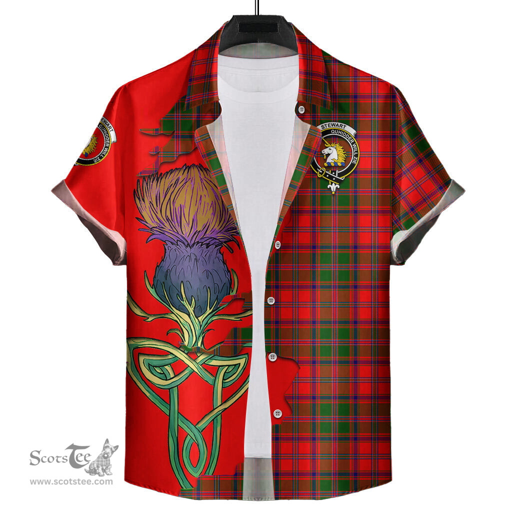Scottish Stewart of Appin Modern Clan Tartan Crest with Thistle and Scotland Map Tartan Plaid Shirt Scottish Plaid Tartan Plaid - ScotsTee - scotstee.com