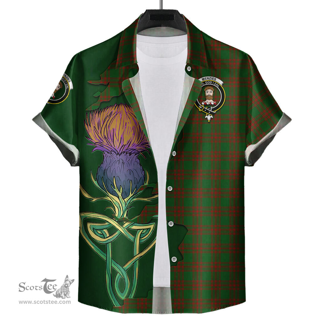 Scottish Menzies Clan Tartan Crest with Thistle and Scotland Map Tartan Plaid Shirt Scottish Plaid Tartan Plaid - ScotsTee - scotstee.com