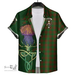 Scottish Menzies Clan Tartan Crest with Thistle and Scotland Map Tartan Plaid Shirt Scottish Plaid Tartan Plaid - ScotsTee - scotstee.com