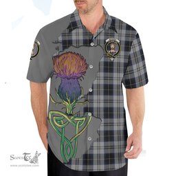 Scottish Menzies Black Dress Clan Tartan Crest with Thistle and Scotland Map Tartan Plaid Shirt Scottish Plaid Tartan Plaid - ScotsTee - scotstee.com
