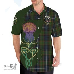 Scottish MacRae Hunting Clan Tartan Crest with Thistle and Scotland Map Tartan Plaid Shirt Scottish Plaid Tartan Plaid - ScotsTee - scotstee.com