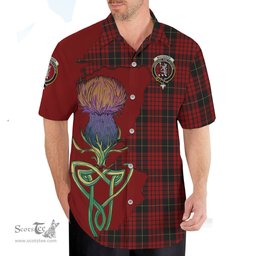 Scottish MacQueen Clan Tartan Crest with Thistle and Scotland Map Tartan Plaid Shirt Scottish Plaid Tartan Plaid - ScotsTee - scotstee.com