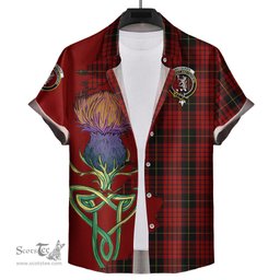 Scottish MacQueen Clan Tartan Crest with Thistle and Scotland Map Tartan Plaid Shirt Scottish Plaid Tartan Plaid - ScotsTee - scotstee.com