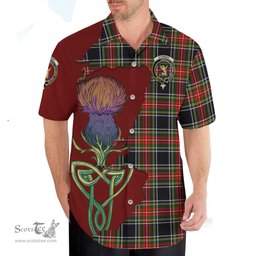 Scottish Stewart Black Clan Tartan Crest with Thistle and Scotland Map Tartan Plaid Shirt Scottish Plaid Tartan Plaid - ScotsTee - scotstee.com