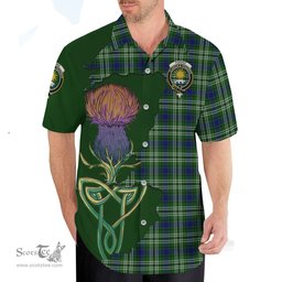 Scottish Purves Clan Tartan Crest with Thistle and Scotland Map Tartan Plaid Shirt Scottish Plaid Tartan Plaid - ScotsTee - scotstee.com