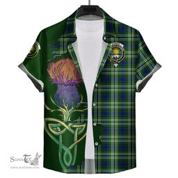 Scottish Purves Clan Tartan Crest with Thistle and Scotland Map Tartan Plaid Shirt Scottish Plaid Tartan Plaid - ScotsTee - scotstee.com