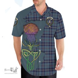 Scottish MacRaes of America Clan Tartan Crest with Thistle and Scotland Map Tartan Plaid Shirt Scottish Plaid Tartan Plaid - ScotsTee - scotstee.com