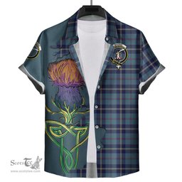 Scottish MacRaes of America Clan Tartan Crest with Thistle and Scotland Map Tartan Plaid Shirt Scottish Plaid Tartan Plaid - ScotsTee - scotstee.com