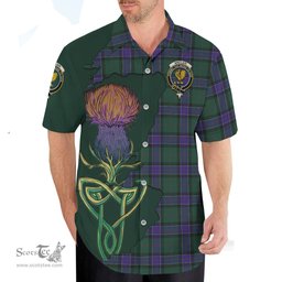 Scottish Sinclair Hunting Modern Clan Tartan Crest with Thistle and Scotland Map Tartan Plaid Shirt Scottish Plaid Tartan Plaid - ScotsTee - scotstee.com