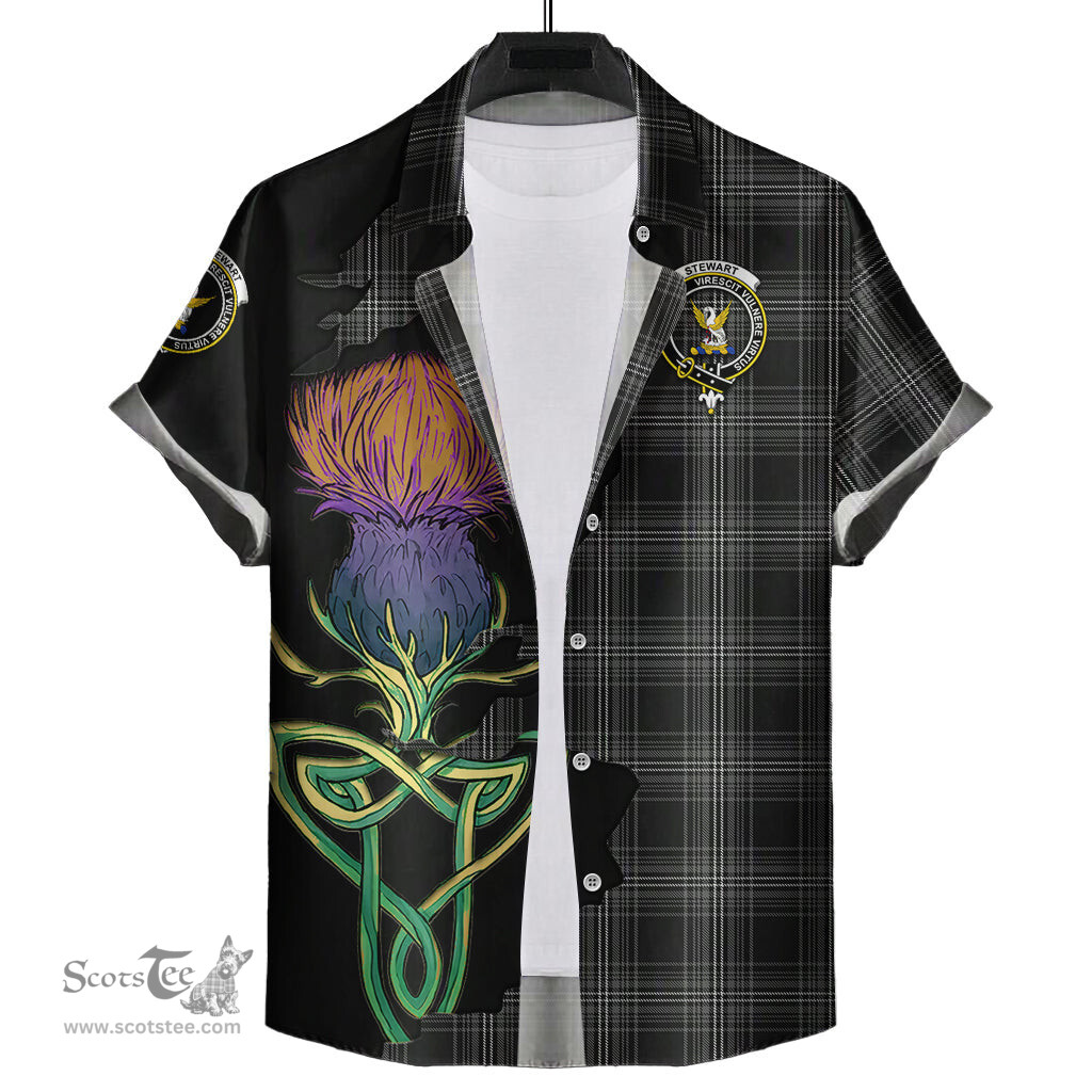 Scottish Stewart Mourning Clan Tartan Crest with Thistle and Scotland Map Tartan Plaid Shirt Scottish Plaid Tartan Plaid - ScotsTee - scotstee.com