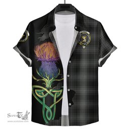 Scottish Stewart Mourning Clan Tartan Crest with Thistle and Scotland Map Tartan Plaid Shirt Scottish Plaid Tartan Plaid - ScotsTee - scotstee.com