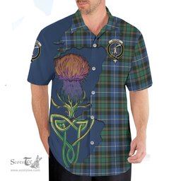 Scottish MacRae Hunting Ancient Clan Tartan Crest with Thistle and Scotland Map Tartan Plaid Shirt Scottish Plaid Tartan Plaid - ScotsTee - scotstee.com