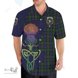 Scottish Murray of Atholl Clan Tartan Crest with Thistle and Scotland Map Tartan Plaid Shirt Scottish Plaid Tartan Plaid - ScotsTee - scotstee.com