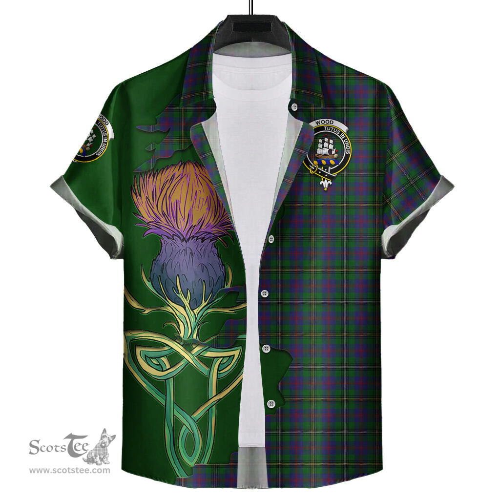 Scottish Wood Clan Tartan Crest with Thistle and Scotland Map Tartan Plaid Shirt Scottish Plaid Tartan Plaid - ScotsTee - scotstee.com