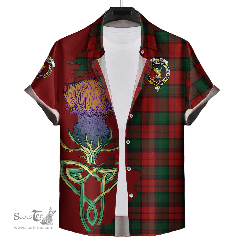Scottish Stewart of Atholl Clan Tartan Crest with Thistle and Scotland Map Tartan Plaid Shirt Scottish Plaid Tartan Plaid - ScotsTee - scotstee.com