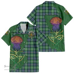 Scottish MacThomas Ancient Clan Tartan Crest with Thistle and Scotland Map Tartan Plaid Shirt Scottish Plaid Tartan Plaid - ScotsTee - scotstee.com